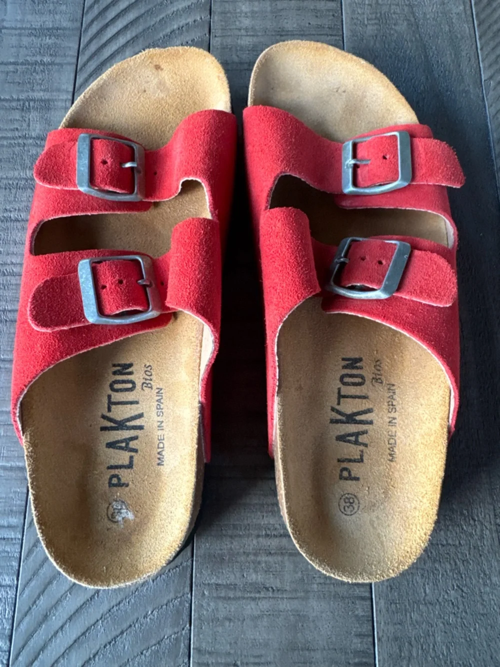 Plakton - Made in Spain Adjustable Cork Slide Suede Sandals Women's Size 38 (7) - Picture 9 of 16
